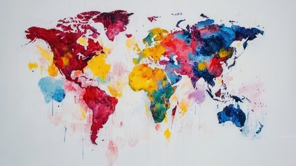 World Map Painted with Vivid Colors