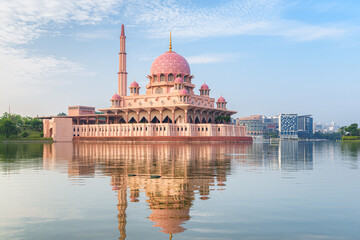 Awesome view of the Putra Mosque at sunrise, Putrajaya, Malaysia