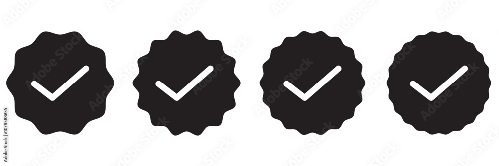 Poster verified icon set. verification check mark. approved icon. black color verification badge icon set i