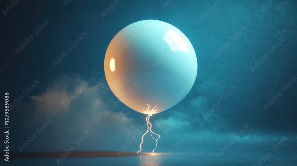 Poster inflatable soft lightning balloon 3d rendering