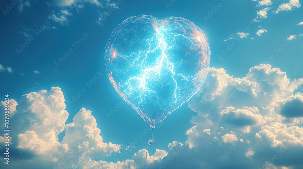 Poster inflatable soft lightning balloon 3d rendering