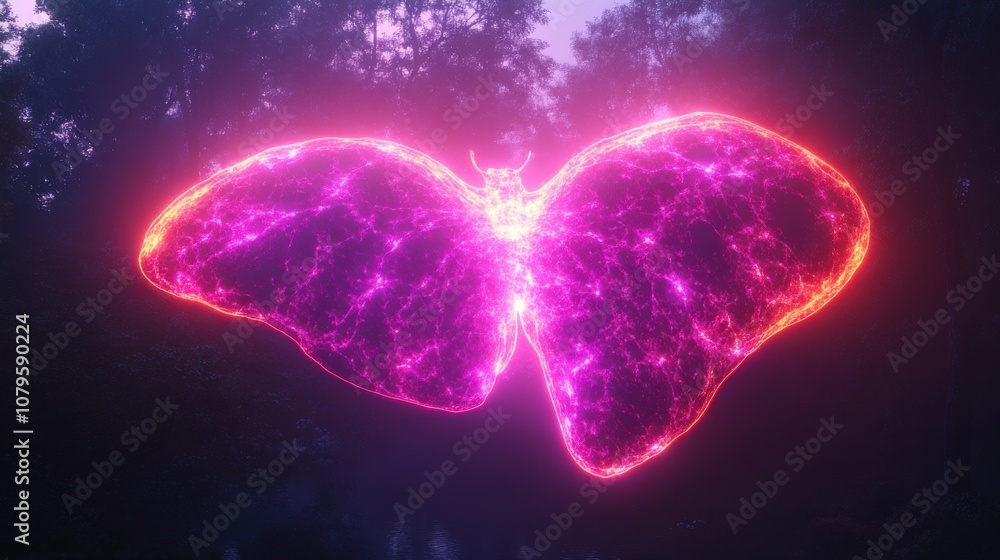 Poster liver with dark neon light effect 3d rendering