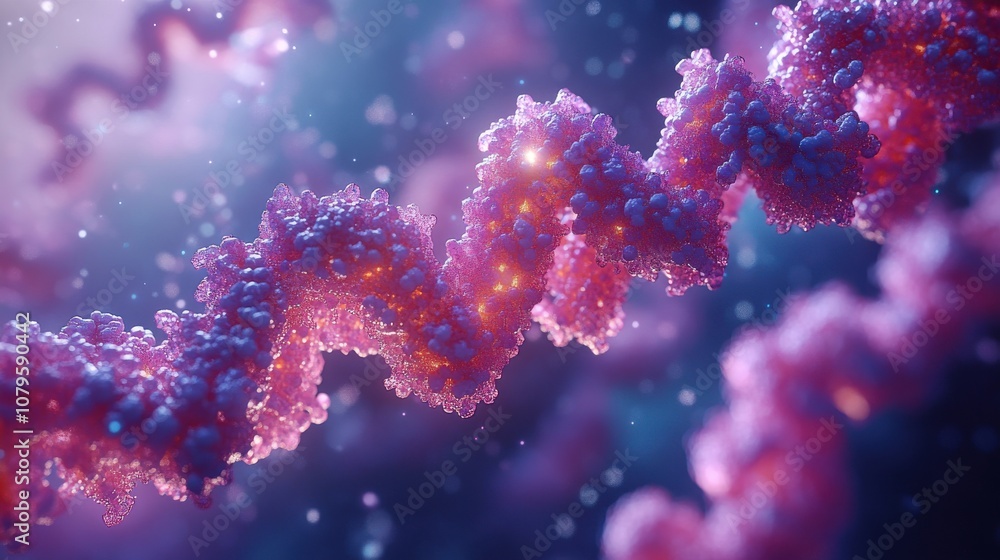 Poster loop animation of dna and protein with biological concept 3d rendering