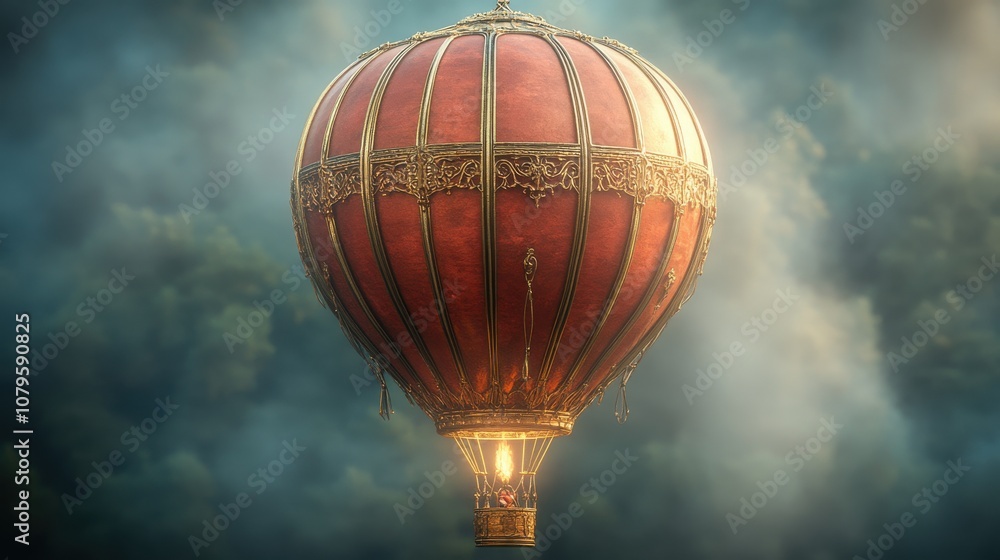 Poster loop animation of inflatable hot air balloon 3d rendering