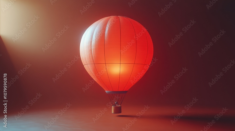 Poster loop animation of inflatable hot air balloon 3d rendering