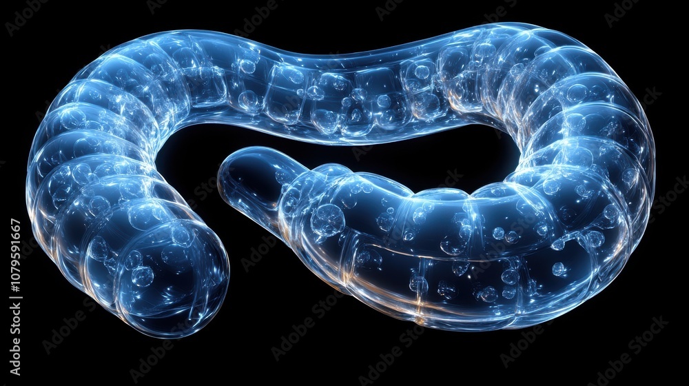 Poster loop animation of transparent blue stomach 3d rendering