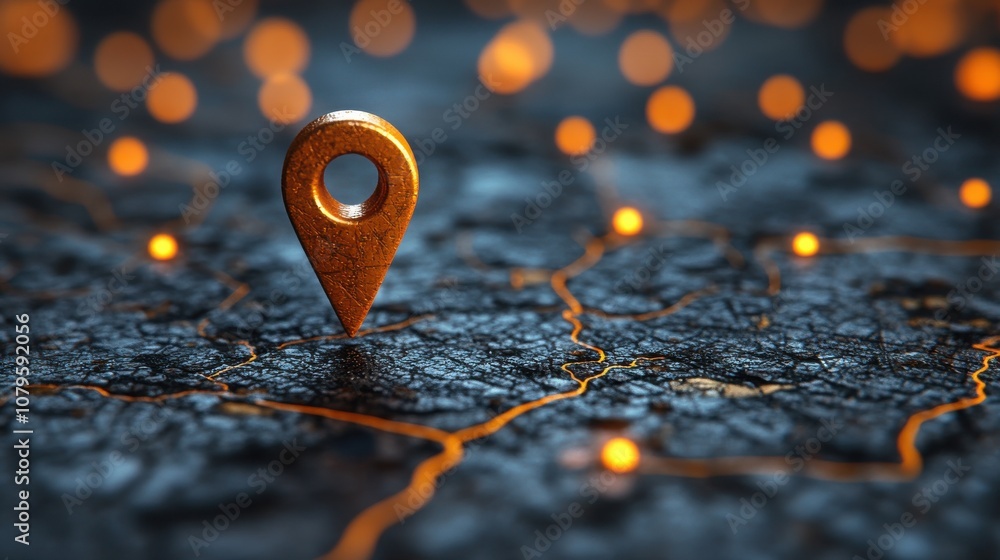 Poster map and location pointer with cartoon style 3d rendering