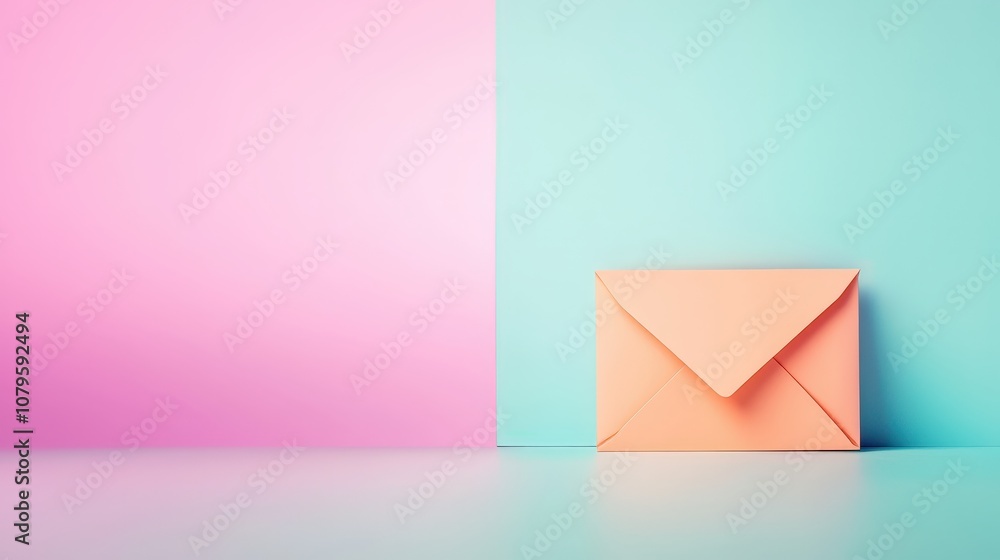Poster email icon with 'promo code' at center for a website isolated random pastel color background
