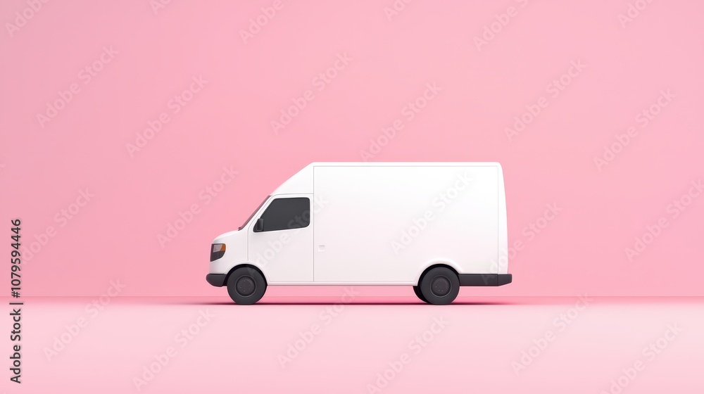 Poster fast delivery truck with discount at center for a website isolated random pastel color background