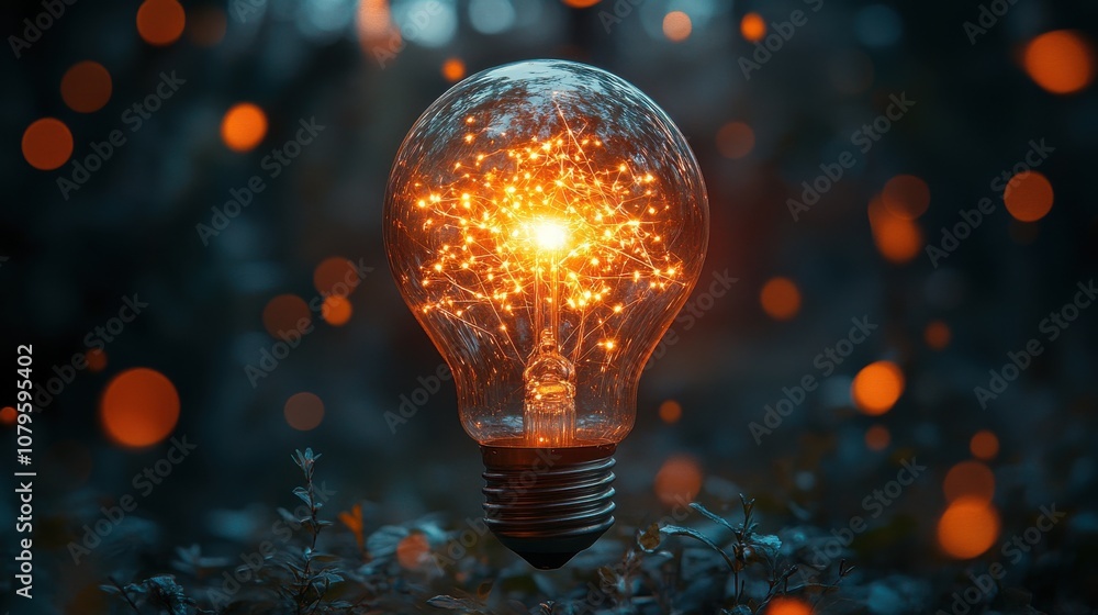 Poster power electrical energy and lightning spark 3d rendering