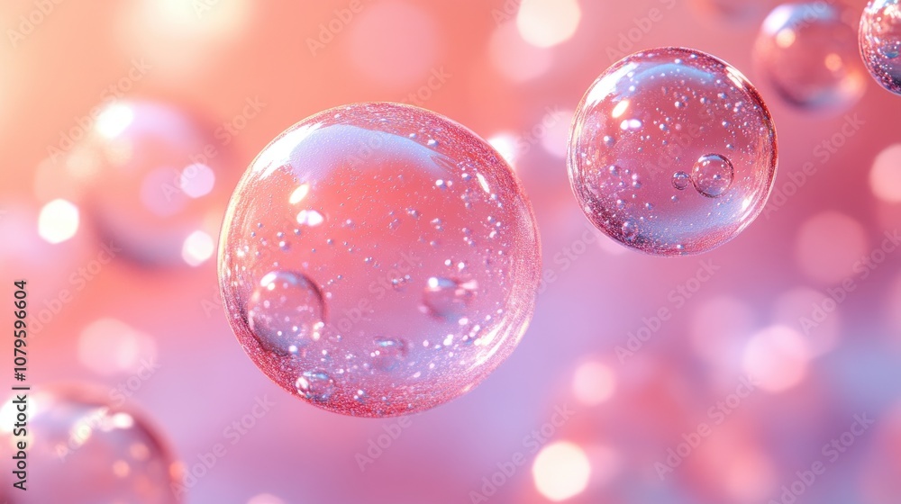 Poster red soft liquid bubble background 3d rendering