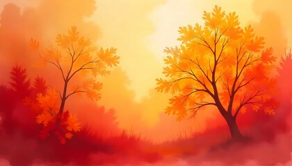 Warm autumn watercolor palette with shades of burnt orange, crimson, and light gold, arranged in a loose, abstract background with rich texture, like a crisp fall day in HD.