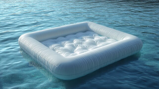 rippled water surface and floating air mattress 3d rendering