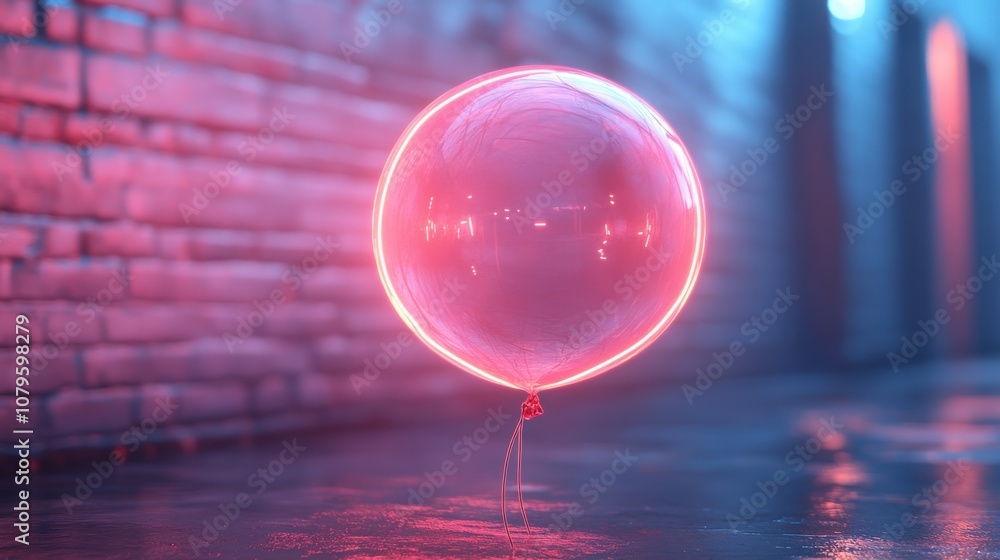 Poster soft speak bubble balloon with neon style 3d rendering
