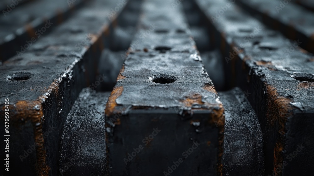 Poster steel reinforcement with dark background 3d rendering