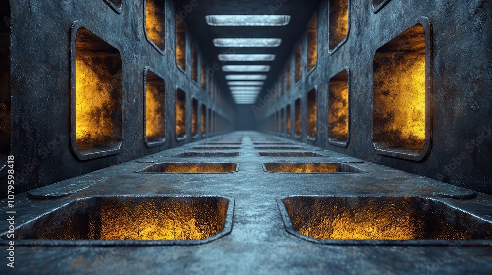 Poster steel reinforcement with dark background 3d rendering
