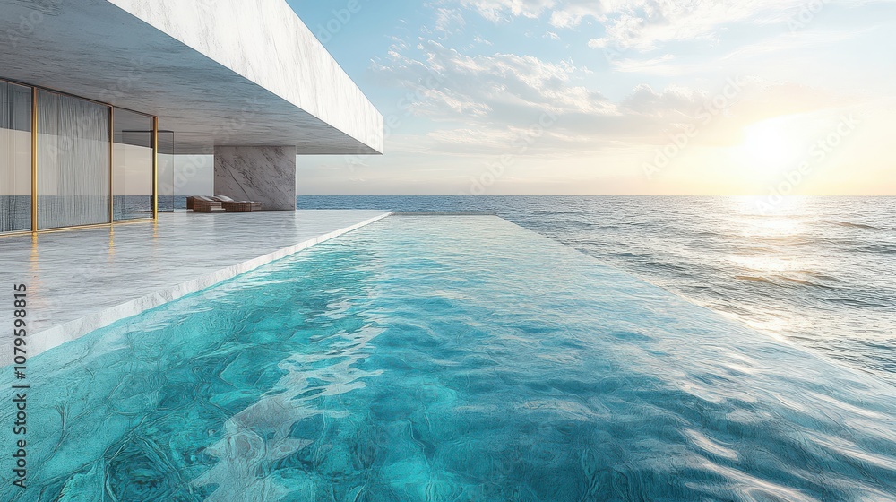 Poster swimming pool and floating 3d rendering