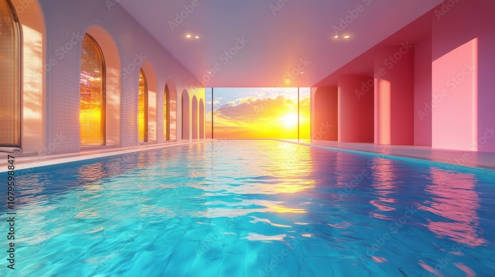 Aufkleber swimming pool and floating rainbow 3d rendering