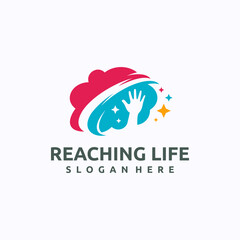 Reaching logo design template. Dream and achievement concept. Creative vector symbol.