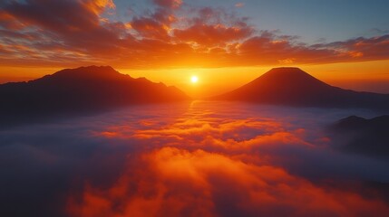 the sunrise of the bromo volcano