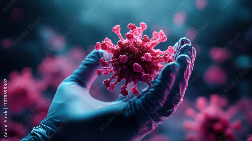 Poster scientist using holographic gloves for analysis