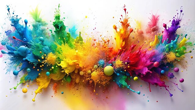 A symphony of vibrant hues explodes in a chaotic dance of paint, capturing the unrestrained energy of creativity.