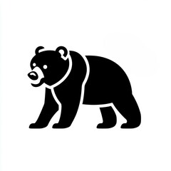 Fototapeta premium This icon represents bear spray depicted in a simple black and white line design, featuring a bear, ideal for use in safety guides for outdoor enthusiasts