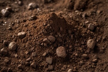 Loamy soil with a mix of fine particles, slightly moist, and dark brown in color.