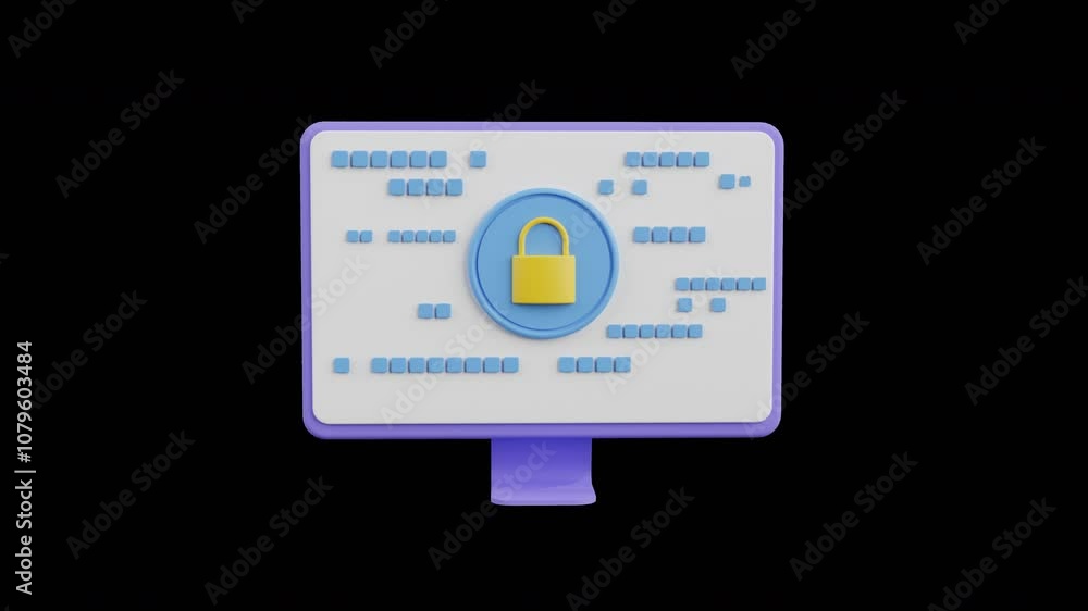 Poster 3d animation of computer lock