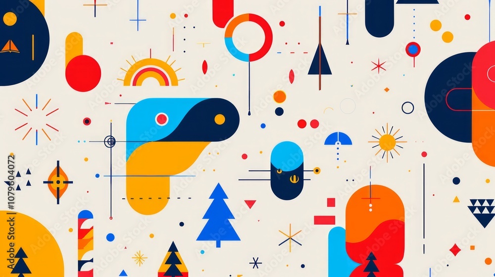 Poster abstract minimalist design with simple symbols