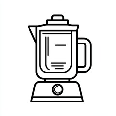 Fototapeta premium This illustration features a minimalist black and white outline of a kitchen blender with a clear container and a base, suitable for various design contexts