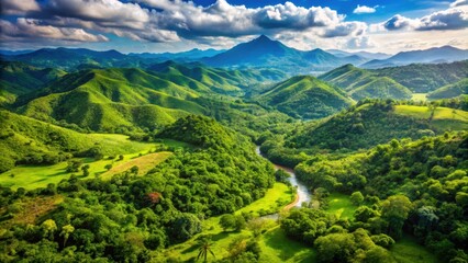 Obraz premium Lush green landscapes of Honduras with mountains, forests, and rivers, Honduras, green, landscape, mountains, hills