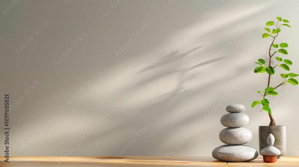 Poster minimal composition with natural elements and shadows