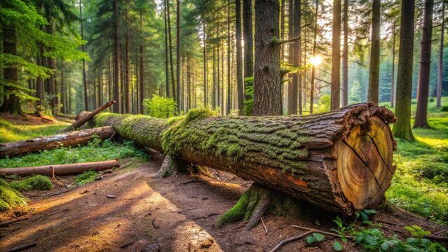 A fallen tree trunk in the forest after a storm , damaged, broken, tree, storm, fallen, nature, wood, forest