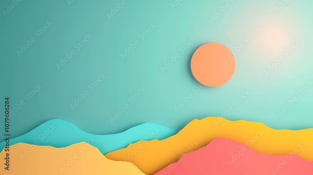 Poster minimal vector landscape art with clean lines
