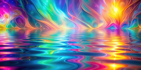Obraz premium Abstract iridescent background with bright colors and reflections, render, abstract, iridescent, background, colorful