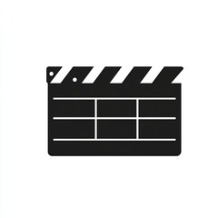 Fototapeta premium This design features a black and white clapper board icon illustrating the essence of film production in a clean and straightforward style