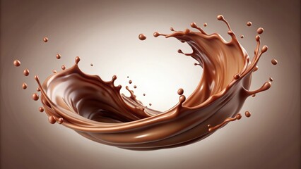 Hot chocolate splashing in curve shape render on translucent background, hot chocolate, splashing, curve shape