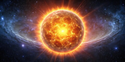 Galaxy with bright orange sun in center, galaxy, space, universe, stars, astronomy, cosmic, solar system, celestial, orange sun