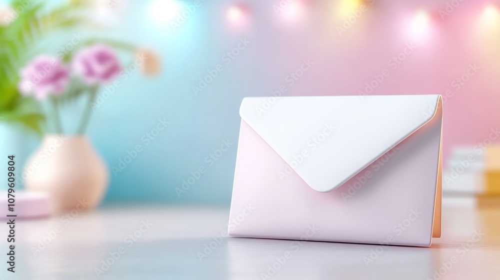 Poster stylish empty envelope on colorful background