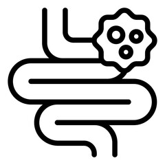 Intestine with cancer cell for Colon Cancer outline icon