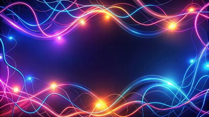 Fototapeta premium Abstract neon background of glowing curly lines, neon, render, abstract, background, glowing, lines, modern, wallpaper, art