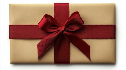 Gift Tag with Red Ribbon Bow Isolated on White