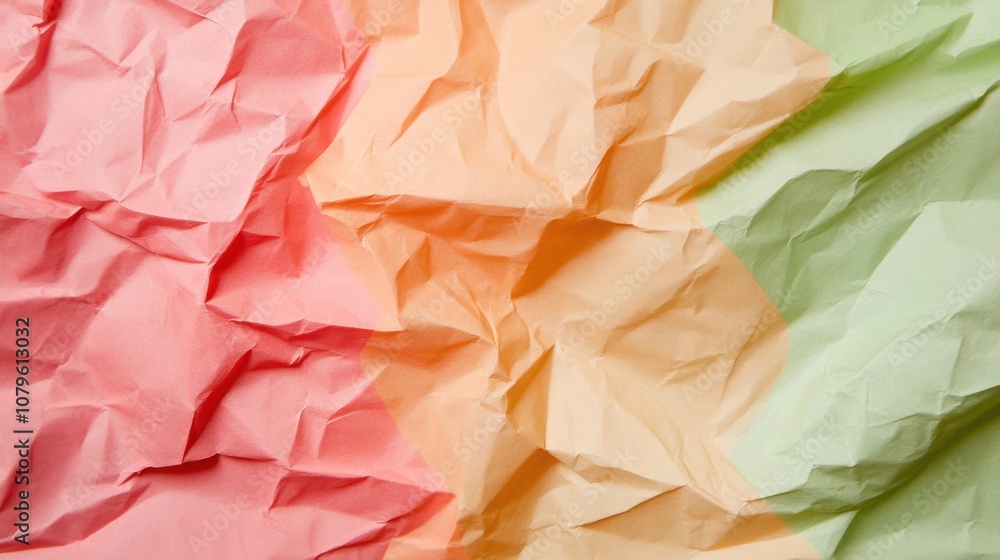 Poster explore the intricate textures of crumpled paper scrap as artistic garbage in various colors