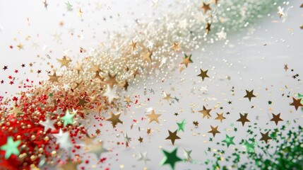 Christmas decorating backgrounds illuminate with gold glittering accents, creating an abstract glow light texture. The shimmering ornaments and festive lights capture the essence of the holiday season