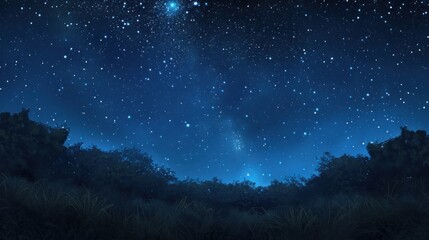 Beautiful starry night sky panorama, AI generated image