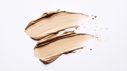 Foundation smudge for facial application Cream makeup texture showcased on a white background