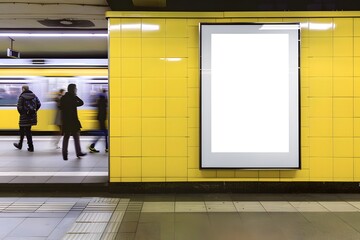 mockup of an advertising display in the entrance to subway station