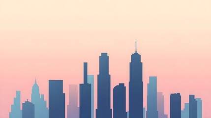Obraz premium City Skyline Silhouette Pink Sunset