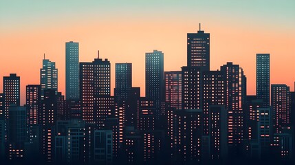 Obraz premium City Skyline Sunset